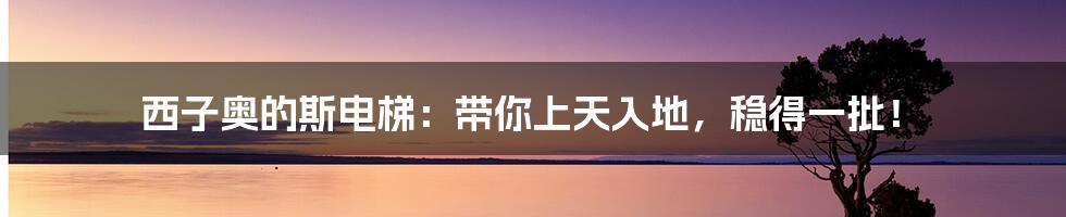 西子奥的斯电梯:带你上天入地,稳得一批!