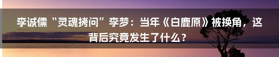 李诚儒“灵魂拷问”李梦:当年《白鹿原》被换角,这背后究竟发生了什么?