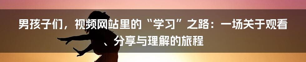 男孩子们,视频网站里的“学习”之路:一场关于观看、分享与理解的旅程
