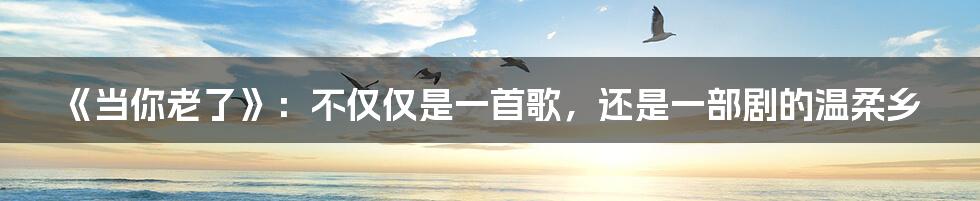 《当你老了》:不仅仅是一首歌,还是一部剧的温柔乡