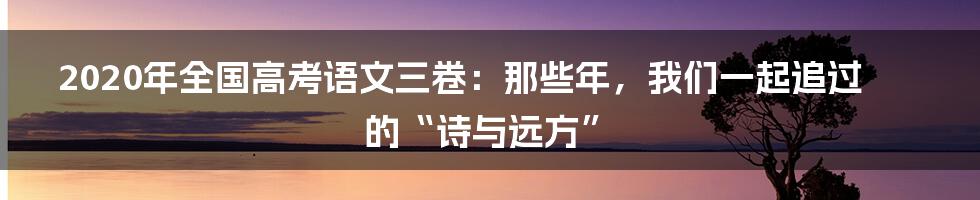 2020年全国高考语文三卷:那些年,我们一起追过的“诗与远方”