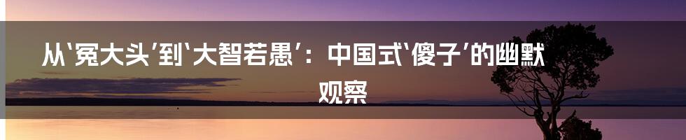 从‘冤大头’到‘大智若愚’:中国式‘傻子’的幽默观察