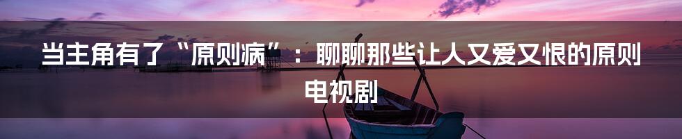 当主角有了“原则病”:聊聊那些让人又爱又恨的原则电视剧