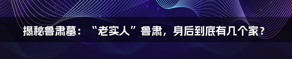 揭秘鲁肃墓:“老实人”鲁肃,身后到底有几个家?