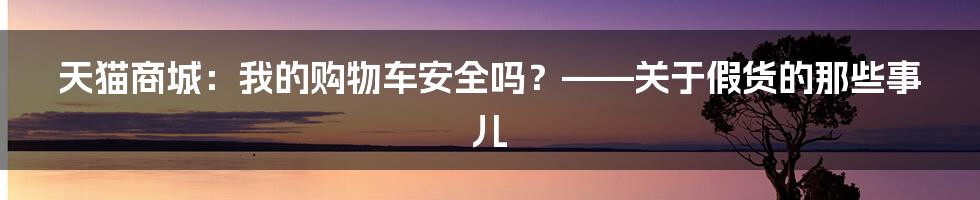 天猫商城:我的购物车安全吗?——关于假货的那些事儿