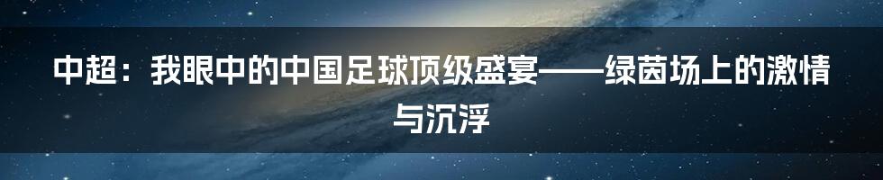 中超:我眼中的中国足球顶级盛宴——绿茵场上的激情与沉浮