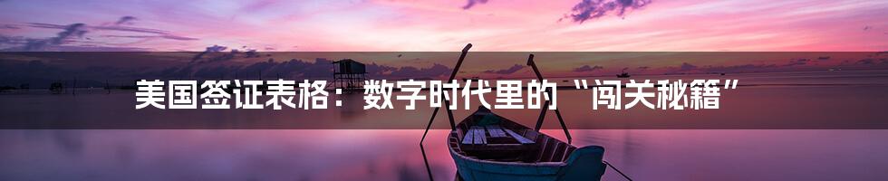 美国签证表格:数字时代里的“闯关秘籍”