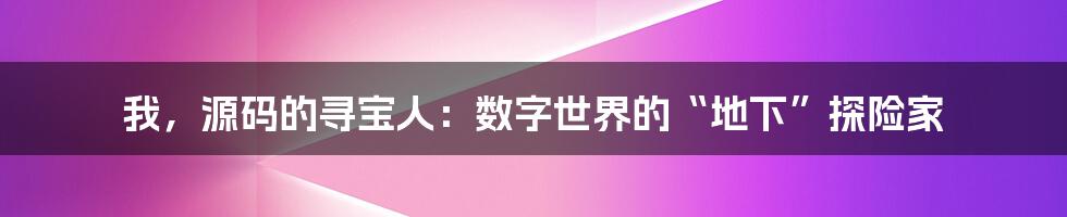 我,源码的寻宝人:数字世界的“地下”探险家