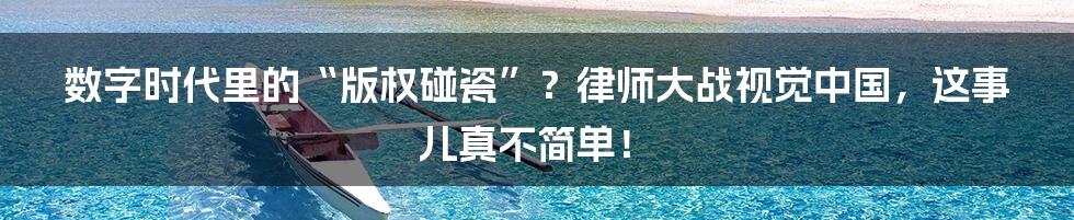 数字时代里的“版权碰瓷”?律师大战视觉中国,这事儿真不简单!