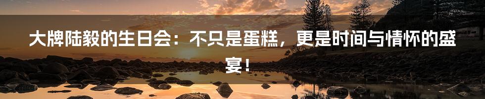 大牌陆毅的生日会:不只是蛋糕,更是时间与情怀的盛宴!
