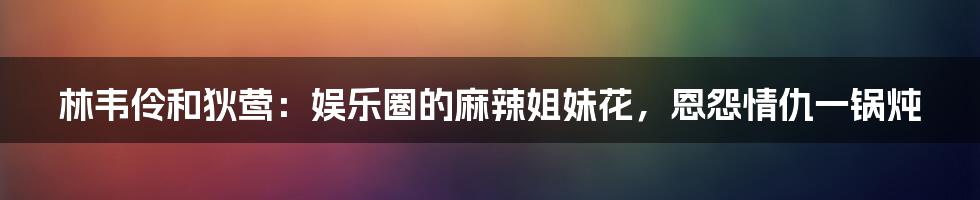 林韦伶和狄莺:娱乐圈的麻辣姐妹花,恩怨情仇一锅炖