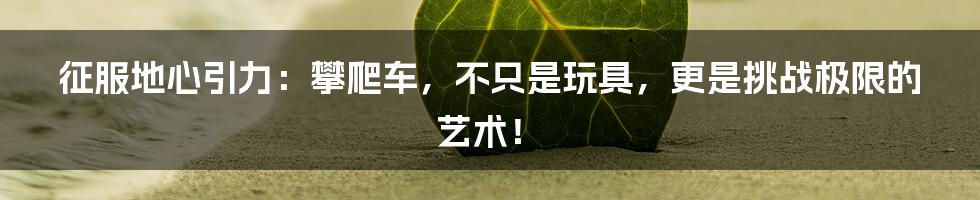 征服地心引力:攀爬车,不只是玩具,更是挑战极限的艺术!