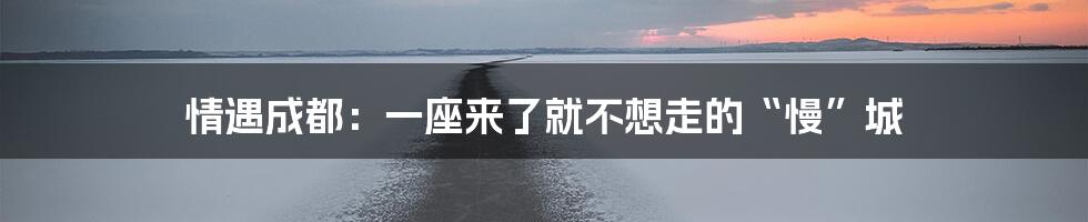 情遇成都:一座来了就不想走的“慢”城
