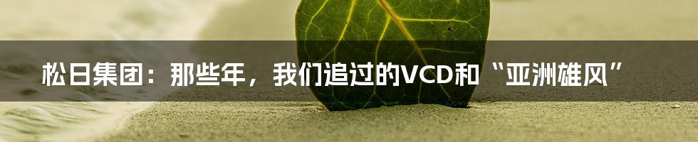 松日集团:那些年,我们追过的VCD和“亚洲雄风”