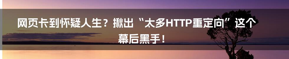 网页卡到怀疑人生？揪出“太多HTTP重定向”这个幕后黑手！