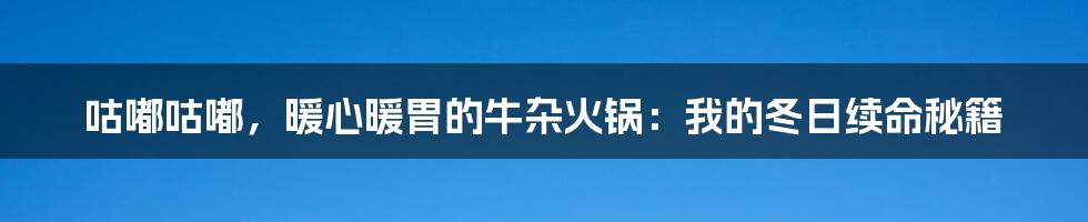 咕嘟咕嘟,暖心暖胃的牛杂火锅:我的冬日续命秘籍