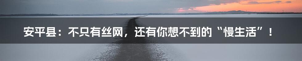 安平县:不只有丝网,还有你想不到的“慢生活”!