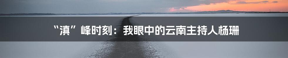 “滇”峰时刻:我眼中的云南主持人杨珊