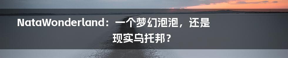 NataWonderland:一个梦幻泡泡,还是现实乌托邦?