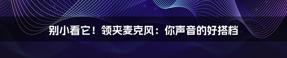 别小看它!领夹麦克风:你声音的好搭档