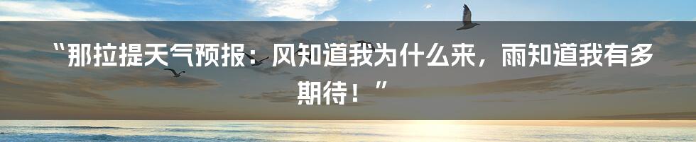 “那拉提天气预报：风知道我为什么来，雨知道我有多期待！”