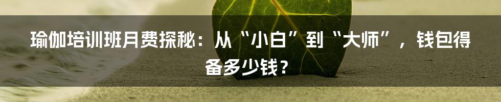 瑜伽培训班月费探秘:从“小白”到“大师”,钱包得备多少钱?