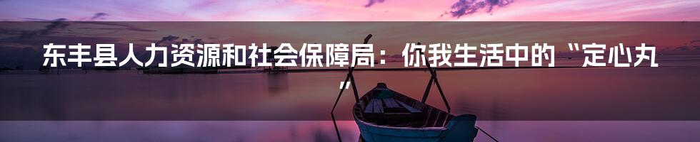 东丰县人力资源和社会保障局:你我生活中的“定心丸”