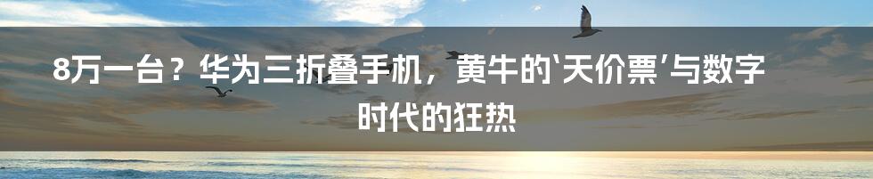 8万一台?华为三折叠手机,黄牛的‘天价票’与数字时代的狂热