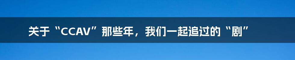 关于“CCAV”那些年,我们一起追过的“剧”