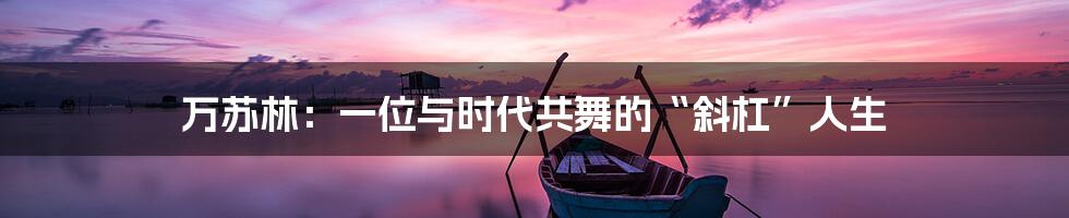 万苏林:一位与时代共舞的“斜杠”人生