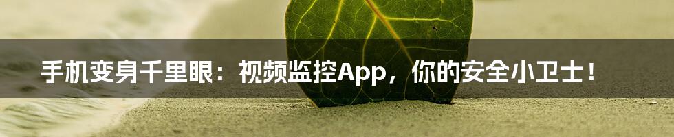 手机变身千里眼:视频监控App,你的安全小卫士!