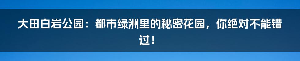 大田白岩公园:都市绿洲里的秘密花园,你绝对不能错过!