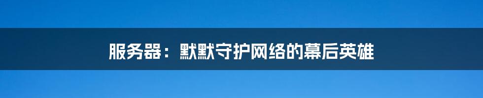 服务器:默默守护网络的幕后英雄