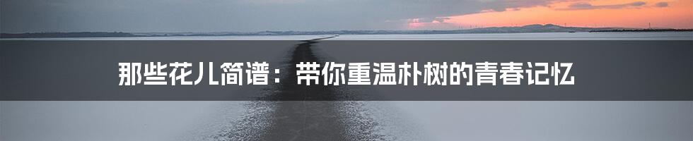 那些花儿简谱:带你重温朴树的青春记忆