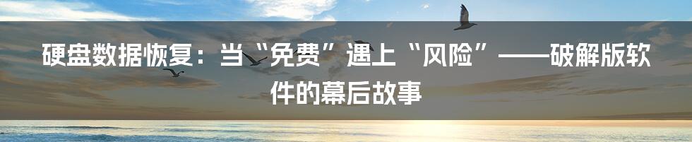 硬盘数据恢复：当“免费”遇上“风险”——破解版软件的幕后故事