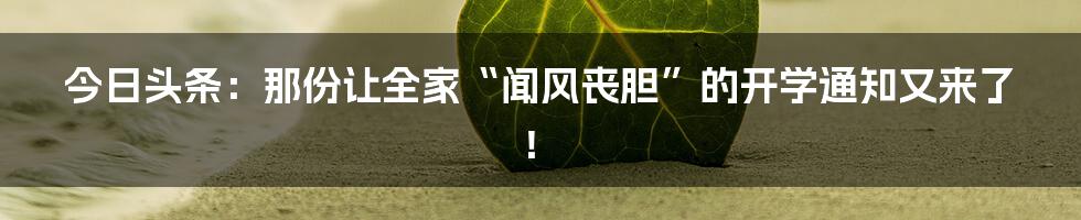 今日头条：那份让全家“闻风丧胆”的开学通知又来了！