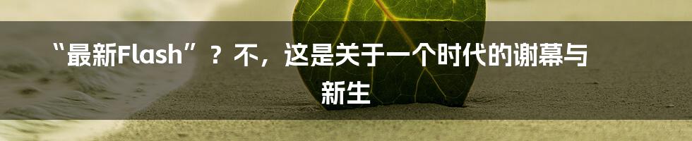 “最新Flash”？不，这是关于一个时代的谢幕与新生