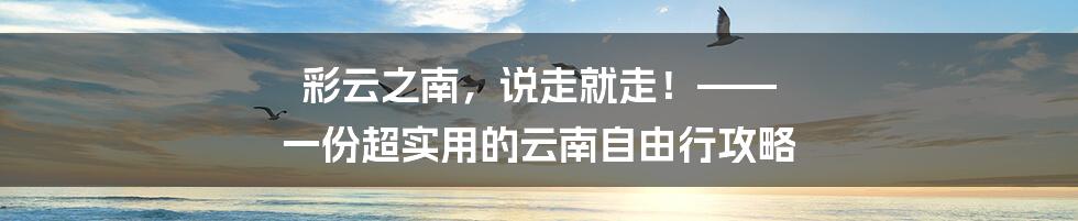 彩云之南,说走就走!—— 一份超实用的云南自由行攻略