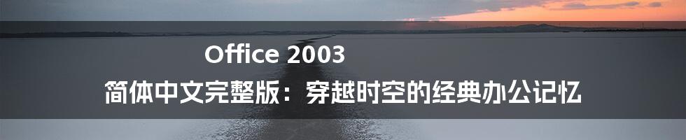 Office 2003 简体中文完整版：穿越时空的经典办公记忆