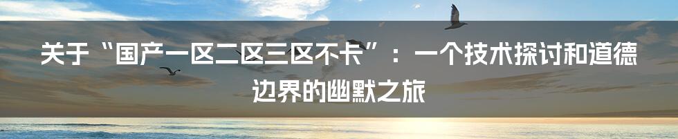 关于“国产一区二区三区不卡”:一个技术探讨和道德边界的幽默之旅