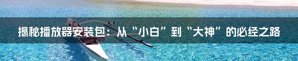 揭秘播放器安装包：从“小白”到“大神”的必经之路