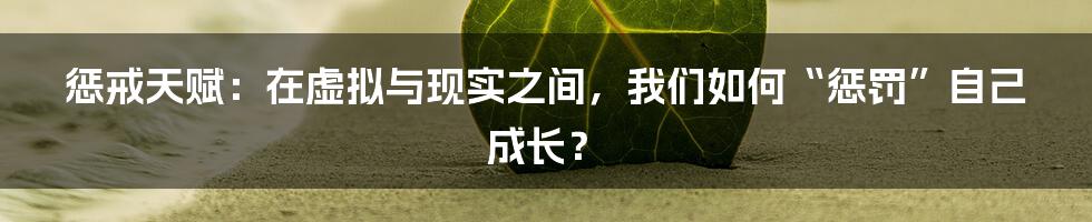 惩戒天赋：在虚拟与现实之间，我们如何“惩罚”自己成长？