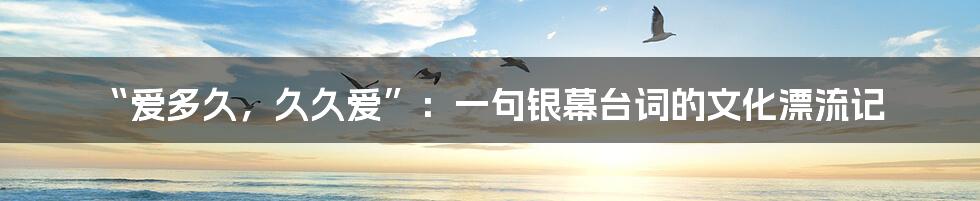 “爱多久，久久爱”：一句银幕台词的文化漂流记
