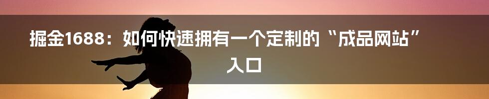 掘金1688：如何快速拥有一个定制的“成品网站”入口