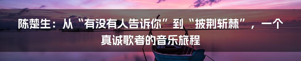 陈楚生：从“有没有人告诉你”到“披荆斩棘”，一个真诚歌者的音乐旅程