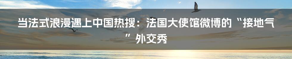 当法式浪漫遇上中国热搜：法国大使馆微博的“接地气”外交秀