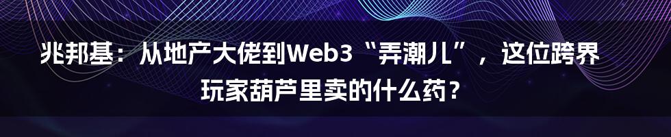 兆邦基：从地产大佬到Web3“弄潮儿”，这位跨界玩家葫芦里卖的什么药？