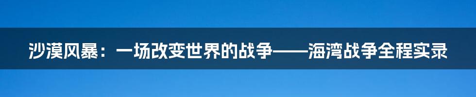 沙漠风暴：一场改变世界的战争——海湾战争全程实录