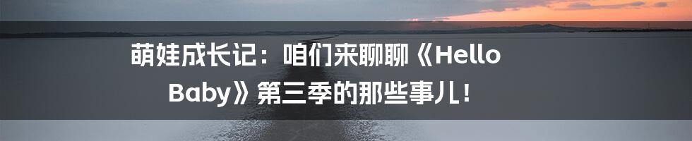 萌娃成长记：咱们来聊聊《Hello Baby》第三季的那些事儿！