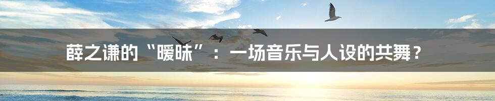 薛之谦的“暧昧”：一场音乐与人设的共舞？